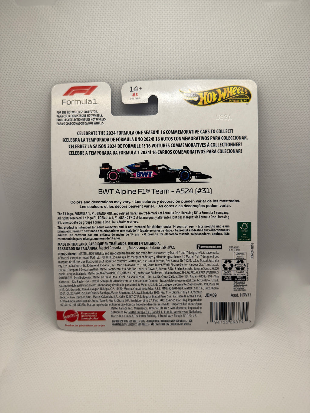 [Hot Wheels] BWT Alpine Formula 1 Car