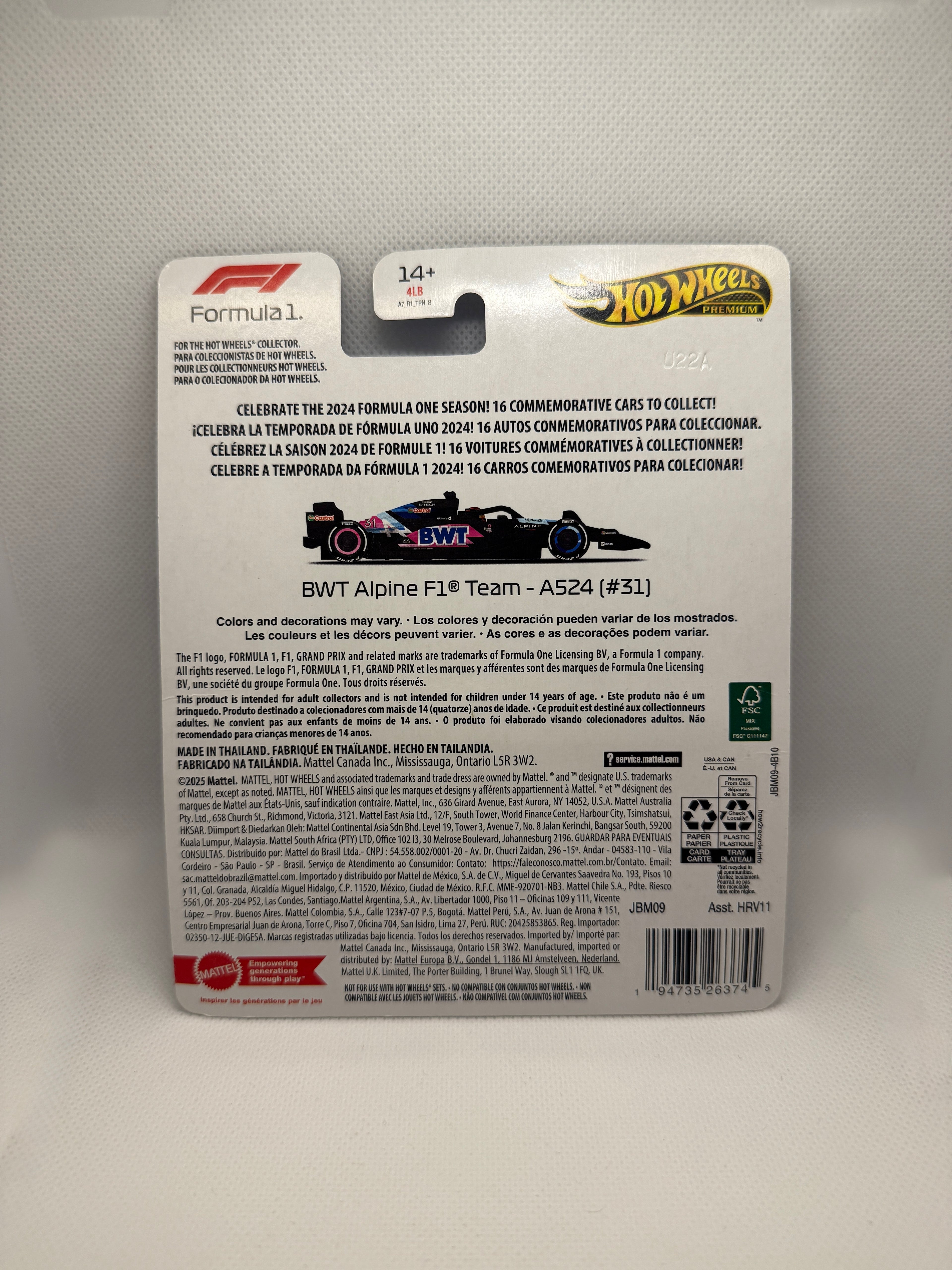 [Hot Wheels] BWT Alpine Formula 1 Car